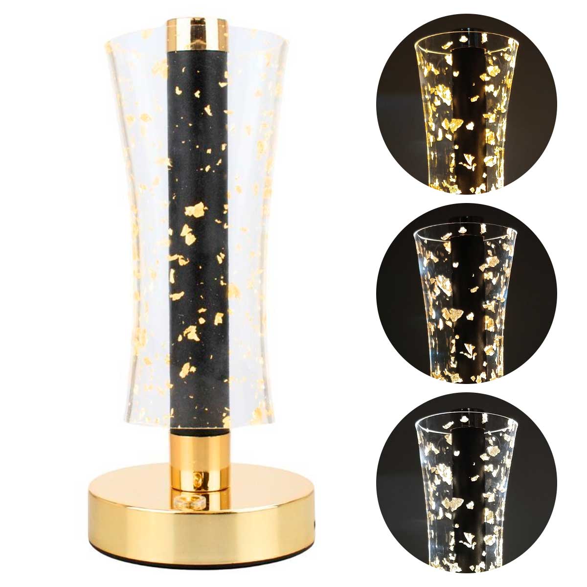Luminária de Mesa Decorativa Ouro 21cm em Plástico Taimes