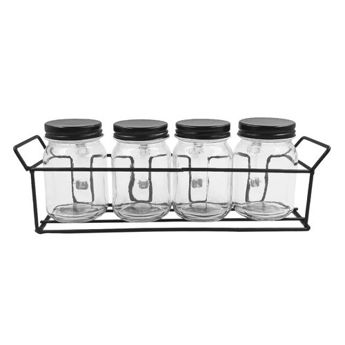 Jogo De Porta Condimentos 5 Peças em Vidro Wellmix