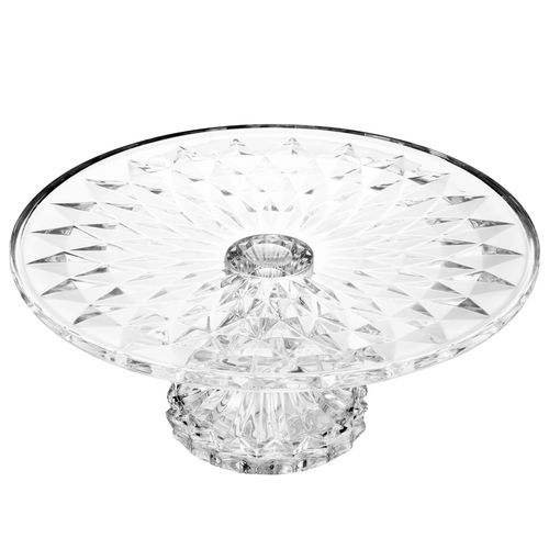 Prato Para Bolo Diamond C/ Pé 31x13x14,5cm em Cristal Lyor