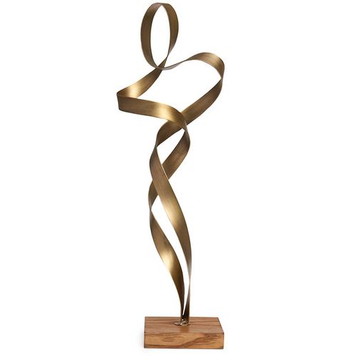 Escultura Abstrata 54x17,5cm em Metal Mart/Moas
