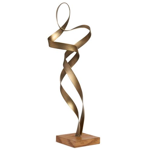 Escultura Abstrata 54x17,5cm em Metal Mart/Moas