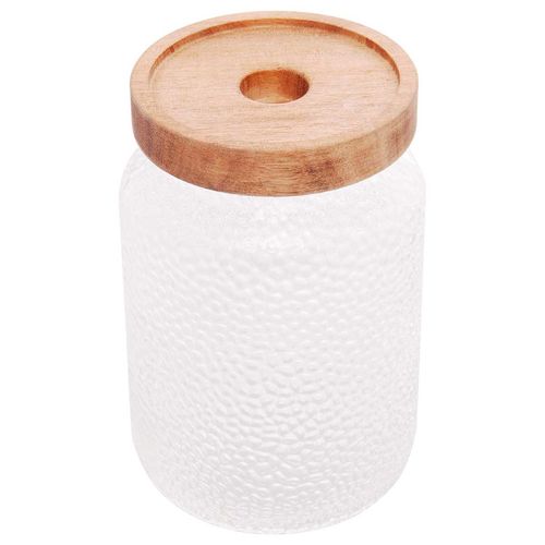Porta Mantimento Martelado C/ Tampa Acácia 700ml em Vidro Lyor