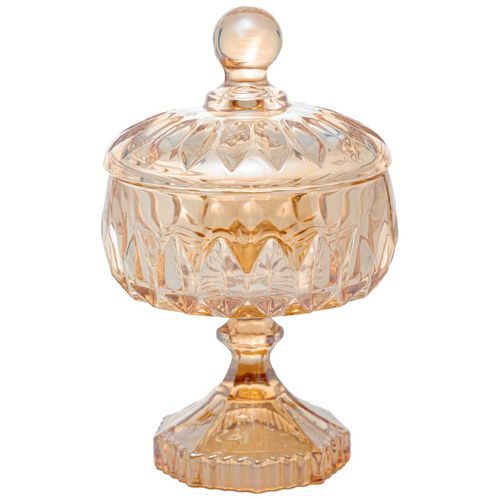 Potiche decorativo de cristal com pé loise ambar 11x18cm Wollf Rojemac