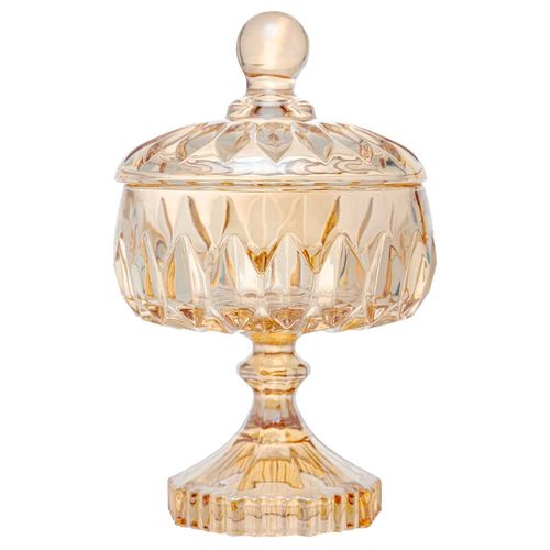 Potiche decorativo de cristal com pé loise ambar 11x18cm Wollf Rojemac