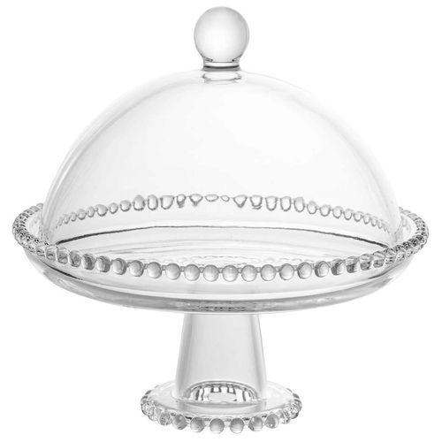 Prato Cristal C/Pé e Tampa Pearl 20x18cm Rojemac