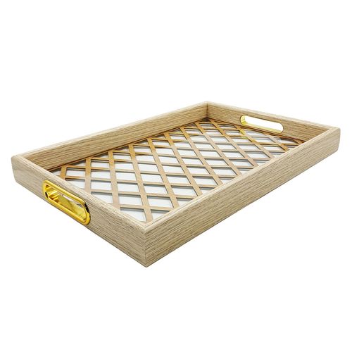 Bandeja Retangular C/ Alça 41x28cm Em MDF Imporiente