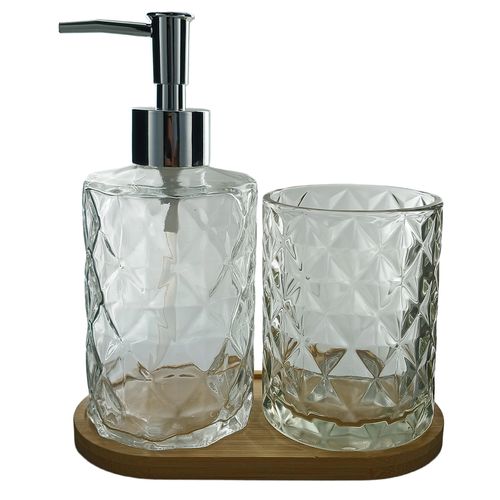 Kit Banheiro Decorativo 3 Peças em Vidro Clink