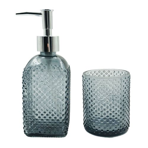 Kit Banheiro Bolinhas 2 Peças em Vidro Clink