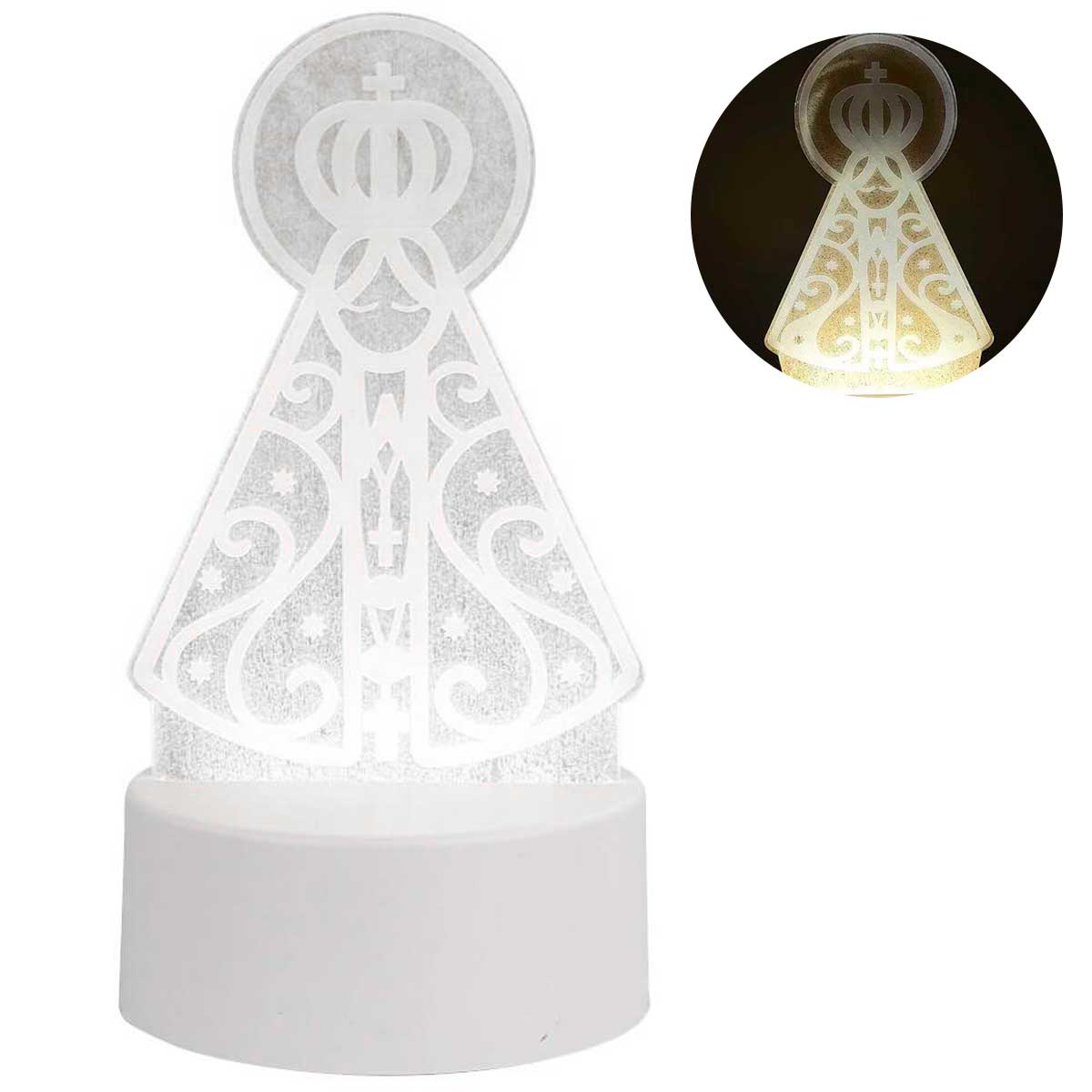 Encontraproduto.com.br - Luminária Nossa Senhora Aparecida Decorativa 20cm em Plástico Taimes
