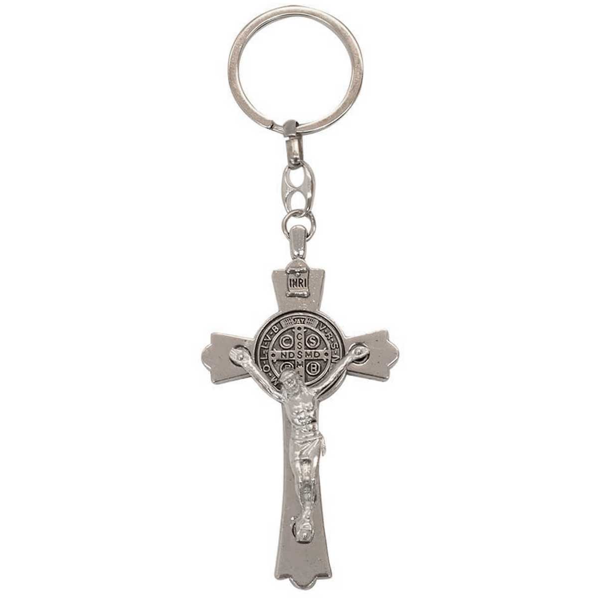 Chaveiro Crucifixo 13cm em Metal Silver Taimes