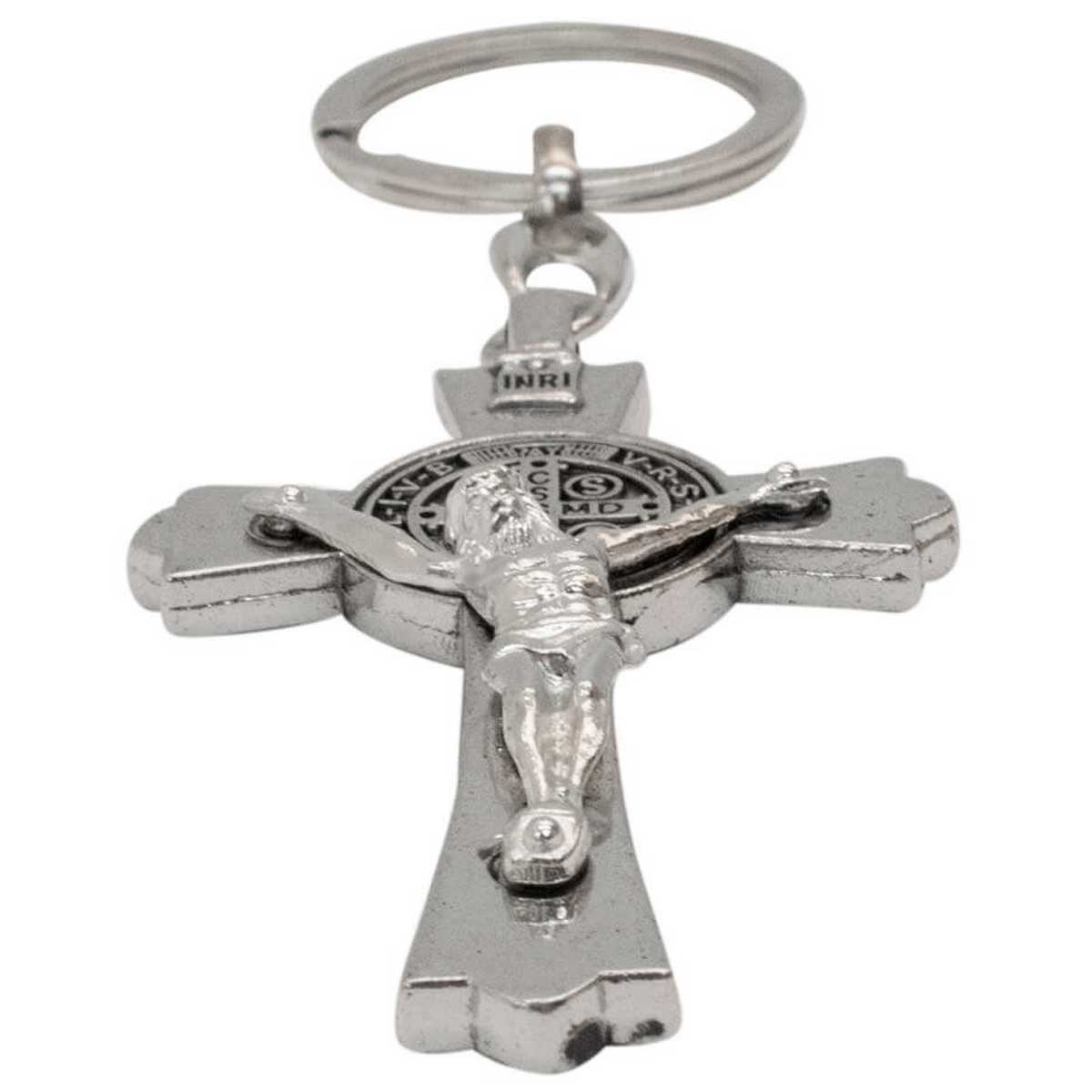 Chaveiro Crucifixo 13cm em Metal Silver Taimes