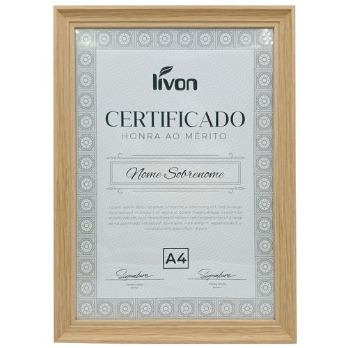 Porta Retrato Certificado A4 em Plástico Livon