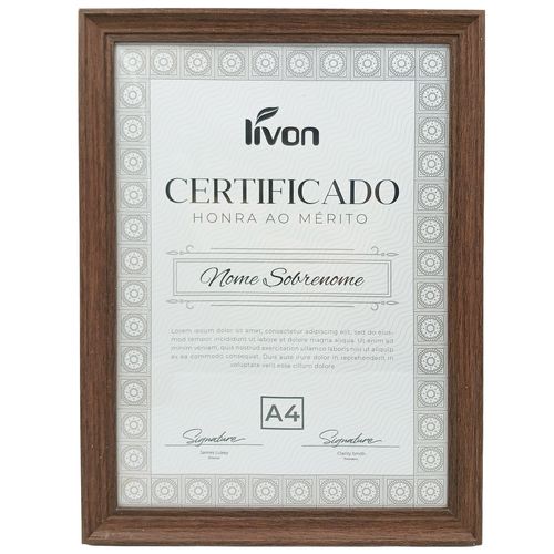 Porta Retrato Certificado A4 em Plástico Livon