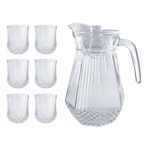 Jogo De Jarra e Copos 7 Peças em Vidro Dagia