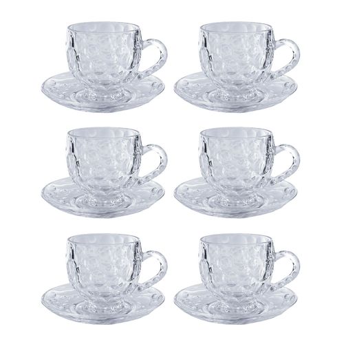 Jogo De Xícara 12 Peças 200ml em Vidro Dagia