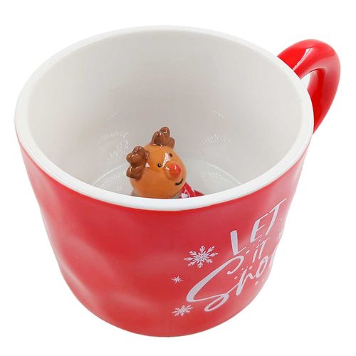 Xícara Natalina 400ml em Cerâmica Lila Cosméticos