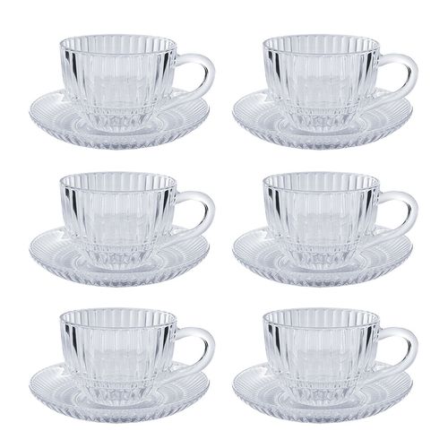 Jogo De Xícara 12 Peças 240ml em Vidro Dagia