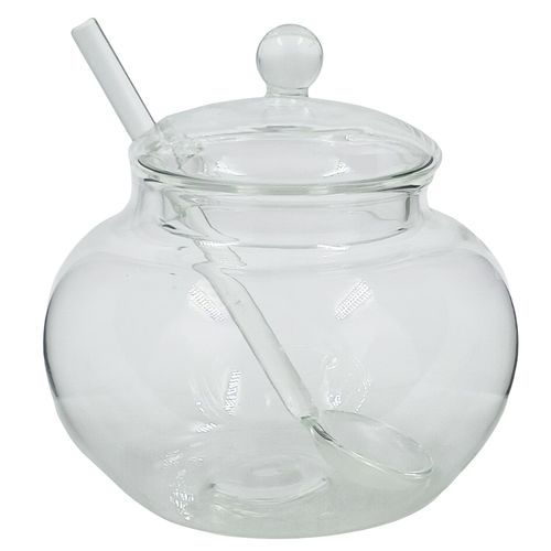 Porta Condimento C/ Colher 350ml em Vidro Fu Xing