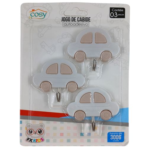Jogo de Ganchos Adesivo 3 Peças em Plástico Fu Xing