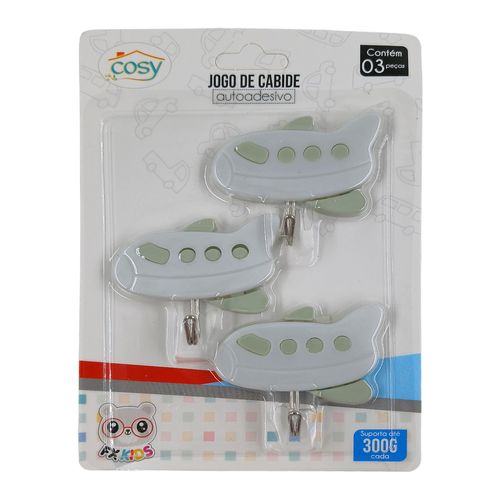Jogo de Ganchos Adesivo 3 Peças em Plástico Fu Xing