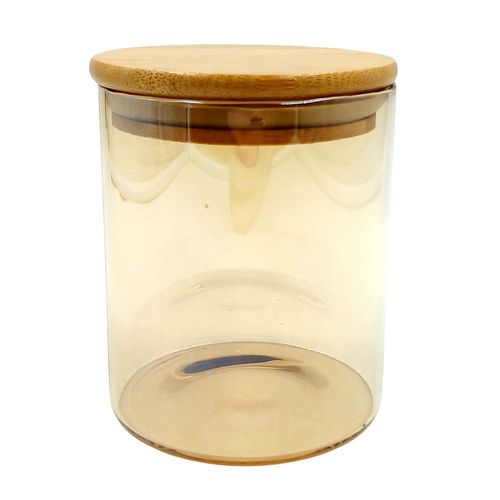 Pote Hermético C/ Tampa Bambu 450ml em Vidro Fu Xing
