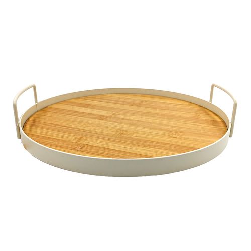Bandeja Redonda C/ Alça 29,5cm em MDF e Metal Dcarte