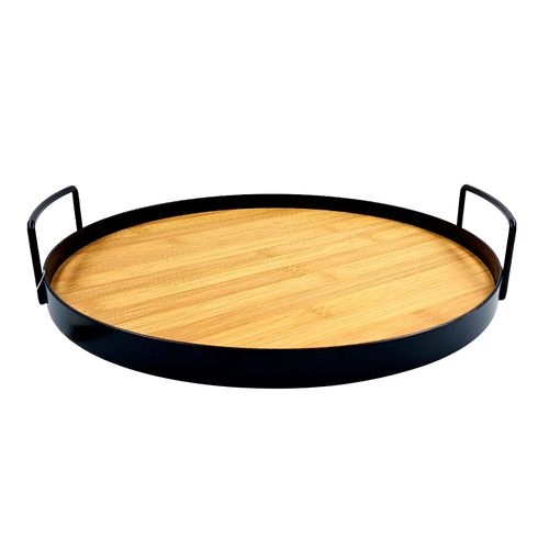 Bandeja Redonda C/ Alça 29,5cm em MDF e Metal Dcarte