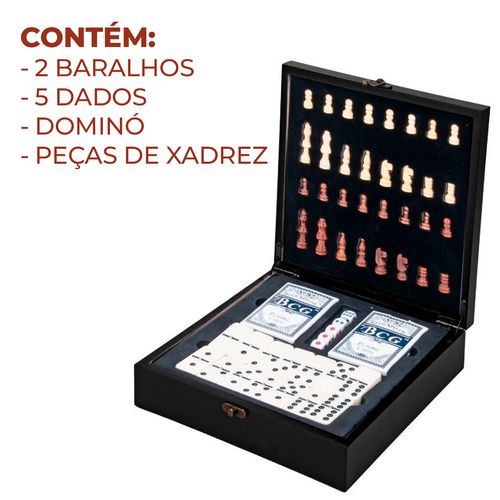 Kit Maleta 3 Jogos em Resina e Madeira Uncommom