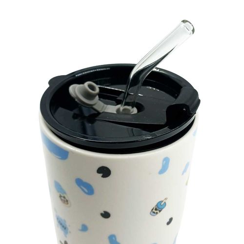Copo C/ Canudo Vaquinha 500ml em Cerâmica Lila Cosméticos