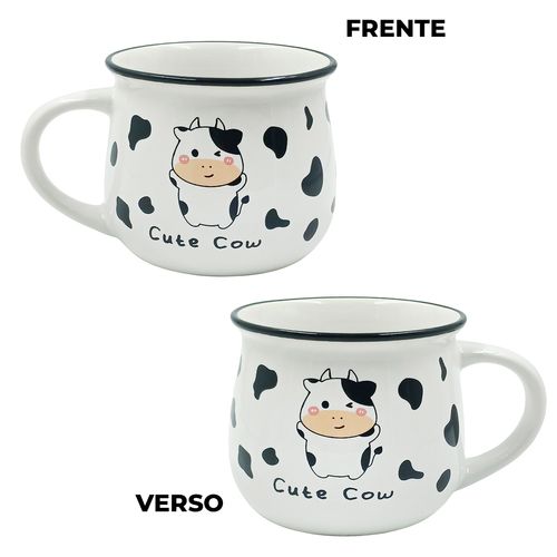 Caneca Vaquinha 350ml em Cerâmica Lila Cosméticos