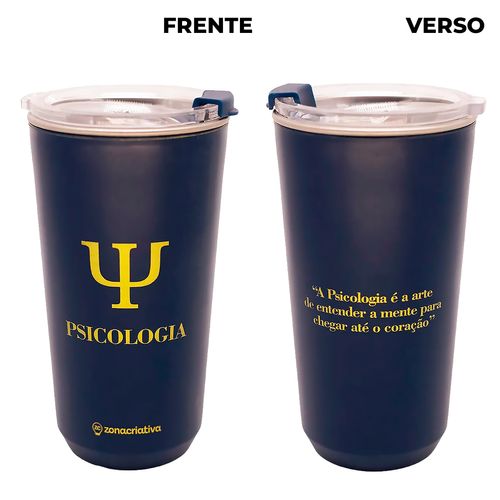 Copo Profissão Psicologia 500ml em Aço Inox Zona Criativa