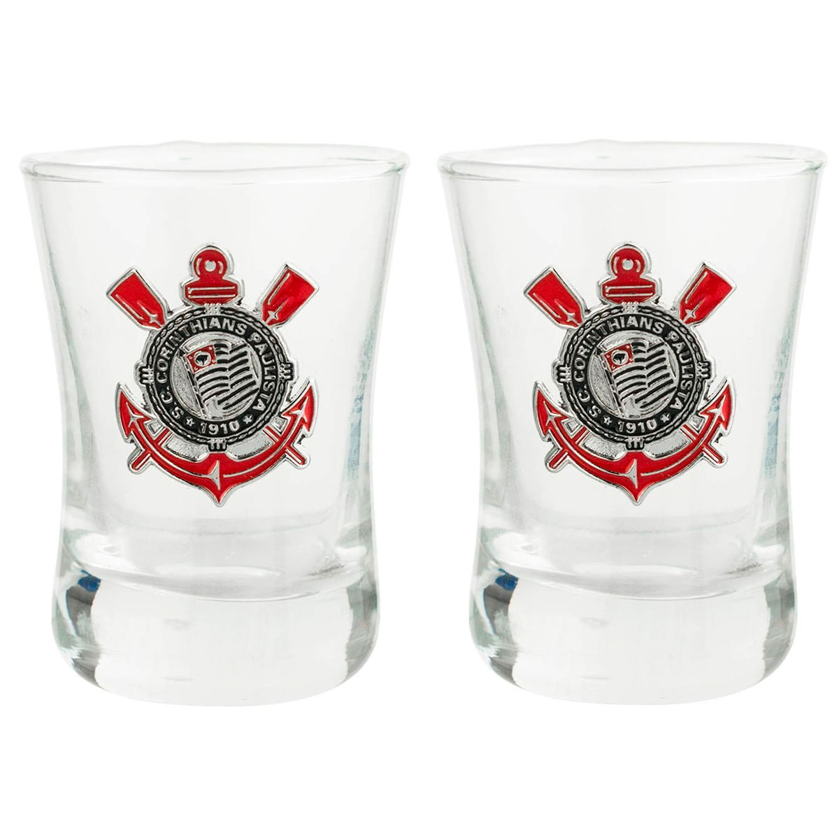 Jogo De Copos Shot Corinthians 2 Peças 50ml em Vidro Mileno