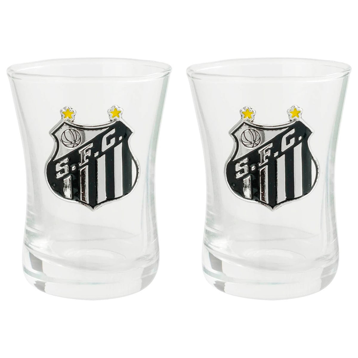Jogo De Copos Shot Santos 2 Peças 50ml em Vidro Mileno