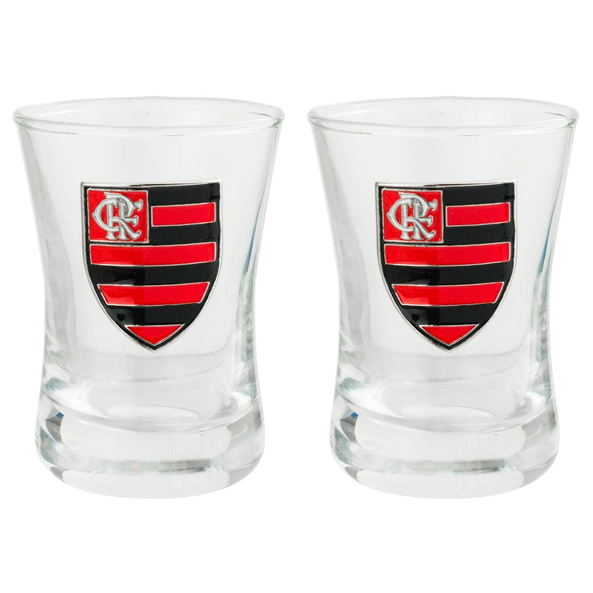 Jogo De Copos Shot Flamengo 2 Peças 50ml em Vidro Mileno