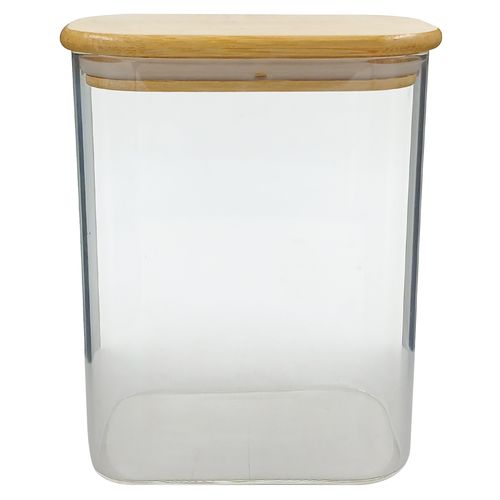 Pote Hermético C/ Tampa Bambu 1L em Vidro Fu Xing