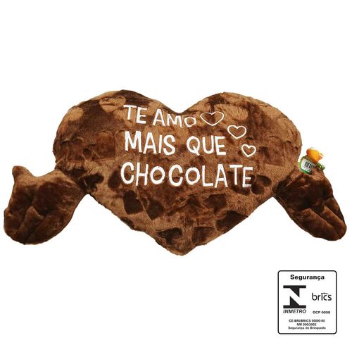 Almofada Coração De Pelúcia 51cm em Poliéster Fizzy