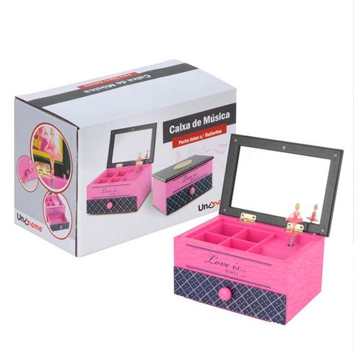 Caixa de Música Bailarina Porta Joias 15,5x8x10,5cm em Plástico Unihome
