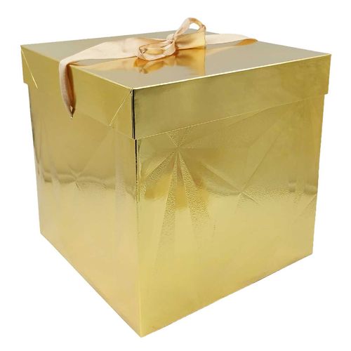 Caixa P/ Presente Metalizada 22x22cm em Papel Amigold