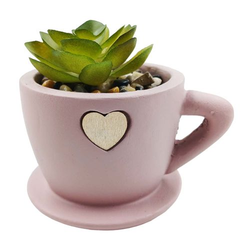 Vaso C/ Planta Artificial 11cm em Cimento Fu Xing