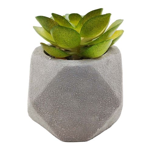 Vaso C/ Planta Artificial 8cm em Cimento Fu Xing