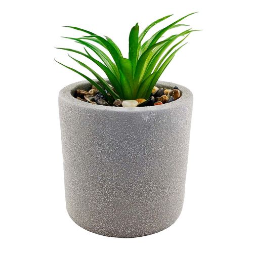 Vaso C/ Planta Artificial 11cm em Cimento Fu Xing