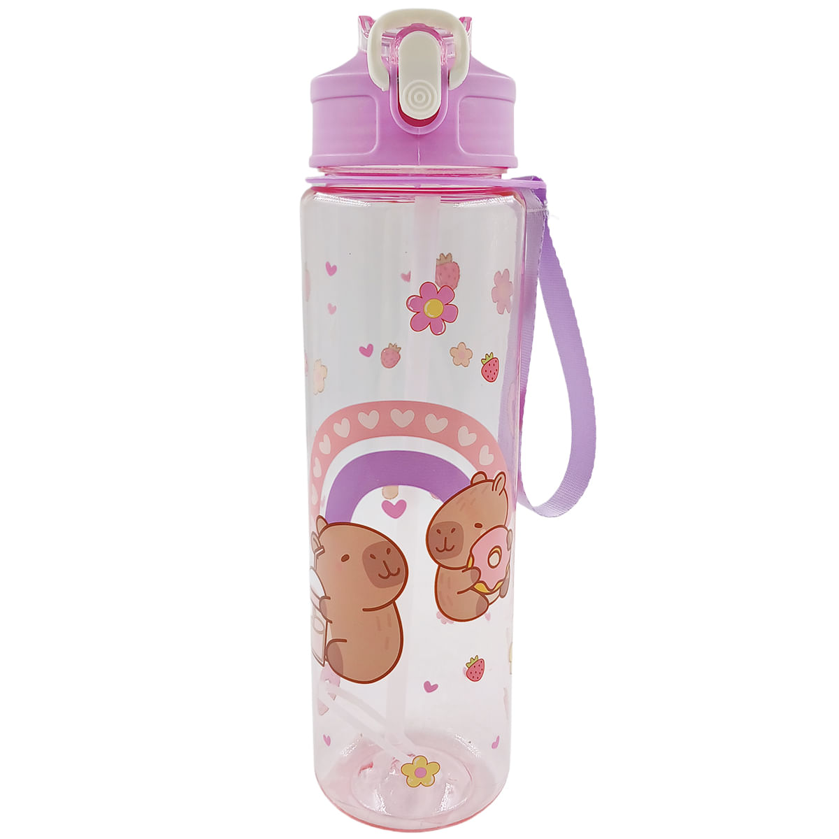 Garrafa Capivara C/Alça e Canudo 800ml em Plástico FWB