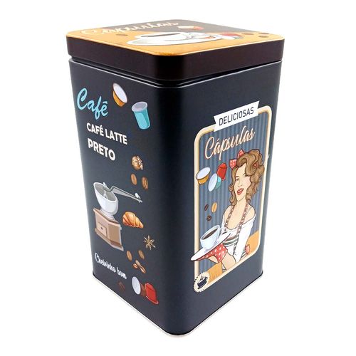 Lata Retro Porta Condimento 10x10cm em Metal FWB