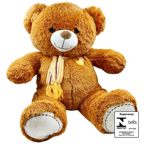 Urso De Pelúcia C/ Cachecol 53cm em Poliéster Fizzy