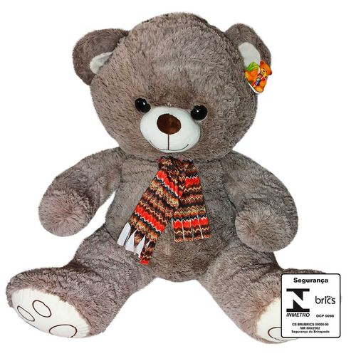Urso De Pelúcia C/ Cachecol 64cm em Poliéster Fizzy