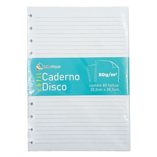 Refil de Folhas P/ Caderno de Disco 28,3x20,3cm em Papel Interponte