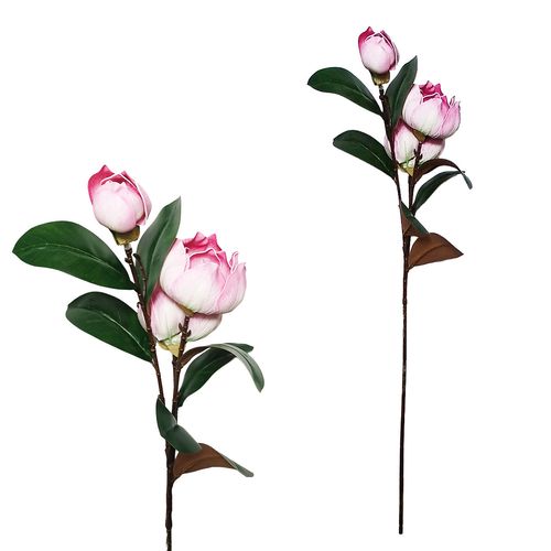 Haste Magnólia Rosa Artificial 90cm em Plástico Villaggio