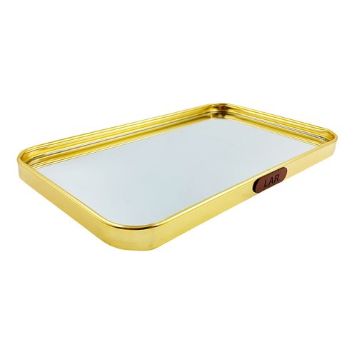 Bandeja Espelhada Retangular 15x25cm em Vidro Fu Xing