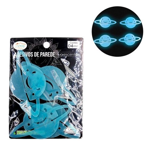 Adesivos Fluorescente Planetas 4 Peças em Plástico Fu Xing