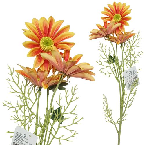 Haste Margarida Laranja Artificial 60cm em Plástico Villaggio